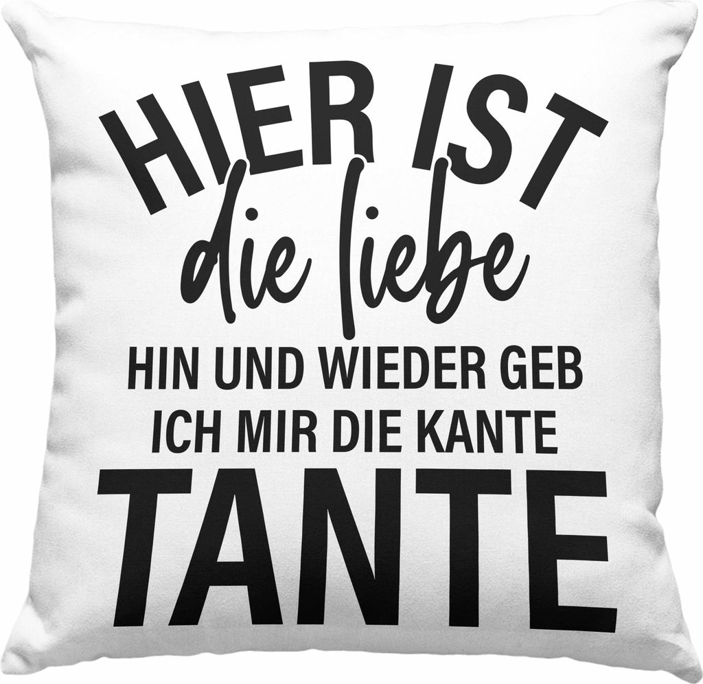 Trendation - Ich Geb Mir Die Kante Tante Deko-Kissen mit Füllung 40x40 Geschenk Lustig Geburtstag (Rosa)