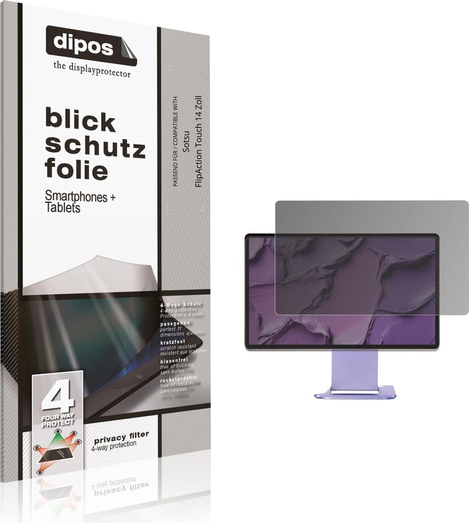 Blickschutzfolie für Sotsu FlipAction Touch 14 Zoll matt Schutzfolie Folie Display Schutz dipos