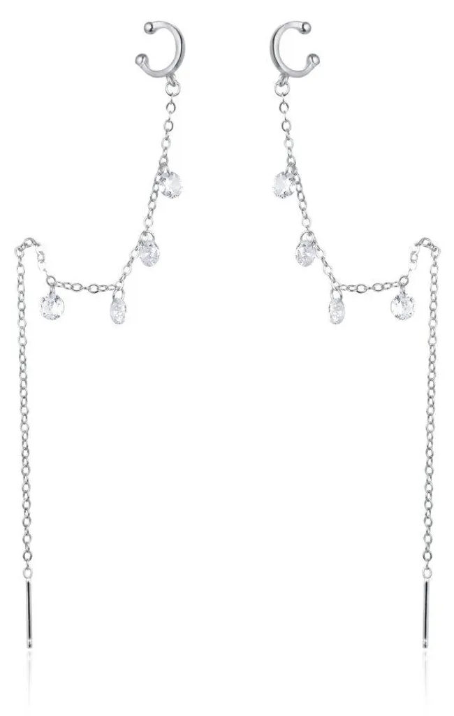 Boucles d'oreilles longues avec zircons AGT-E024VW-EC éclatantes