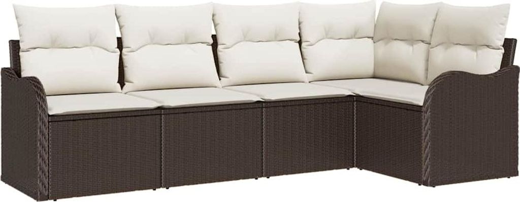 "SALE 2026" Gartensofa-set - elegantes Design - Sitzgruppe mit Sofa, Tisch - mit Speicher 5 pcs Braun Poly-Rattan - Terassenmöbel DEMöbel474993