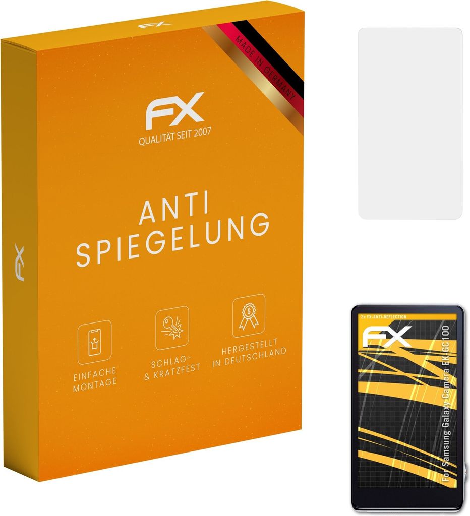atFoliX FX-Antireflex 3x Schutzfolie kompatibel mit Samsung Galaxy Camera (EK-GC100) Displayfolie