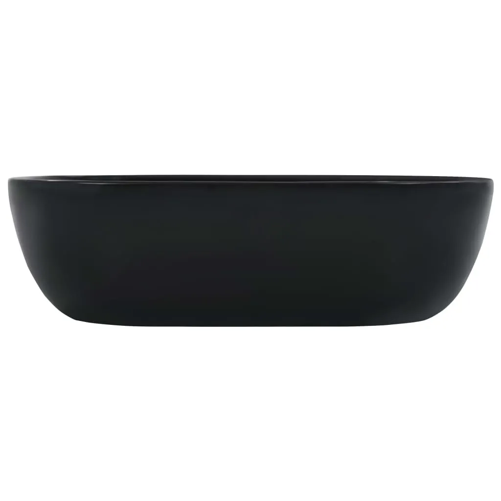 Lavabo vidaXL 45,5 x 32 x 13 cm en céramique noire pour salle de bain - 2