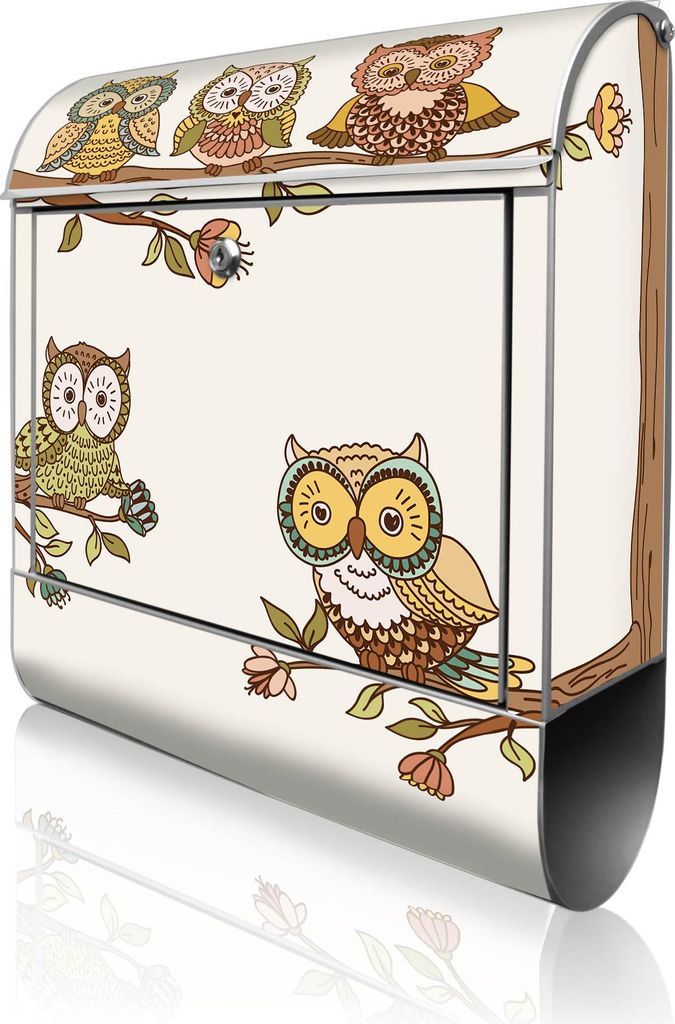 banjado Design Briefkasten Stahl silber mit Zeitungsfach pulverbeschichtet "Zehn-Augen-Prinzip" 38x46x12,5cm & 2 Schlüssel - Postkasten A4 Einwurf...