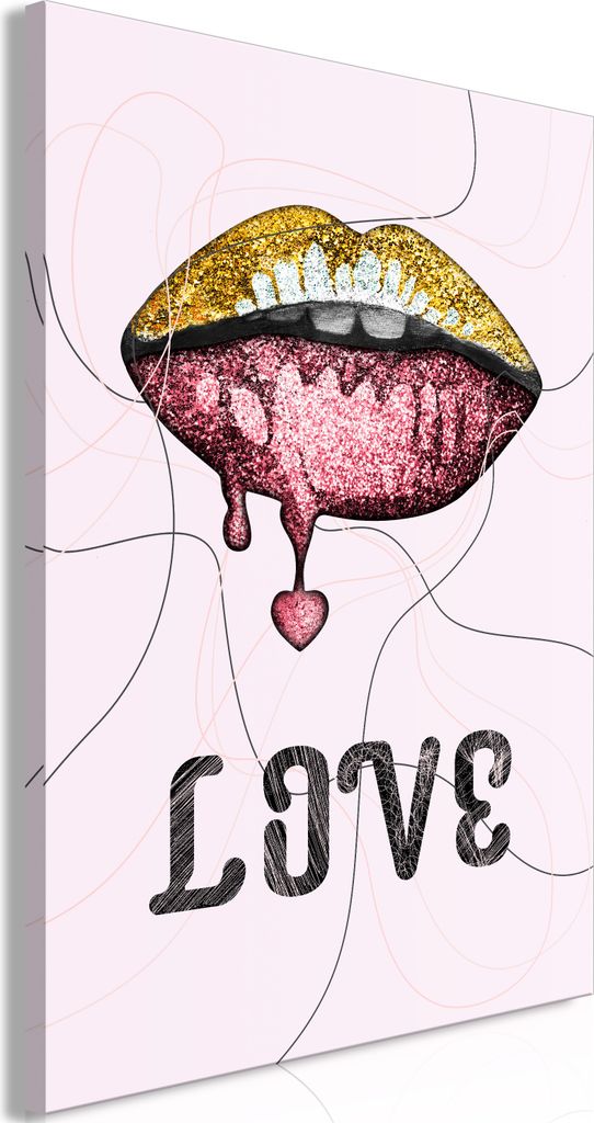 Vliesstoff Leinwandbild - Liquid Lips (1 Part) Vertical 80x120 cm Text m-A-0931-b-a