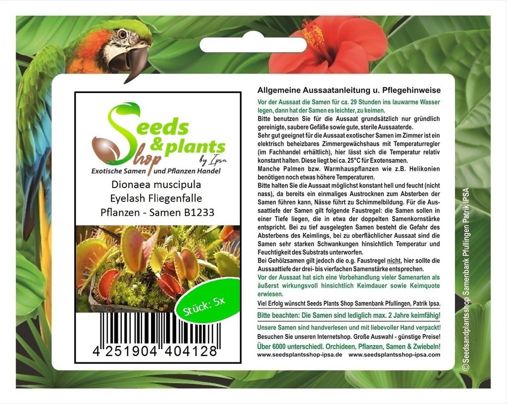 5x Dionaea muscipula Eyelash Fliegenfalle Pflanzen - Samen B1233