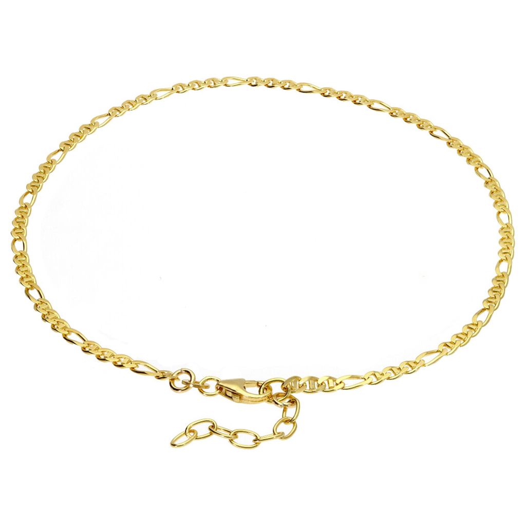 Massives Fußkettchen echt Gold 333 (8 kt) Figaro Stegpanzer 25,5 cm verstellbar