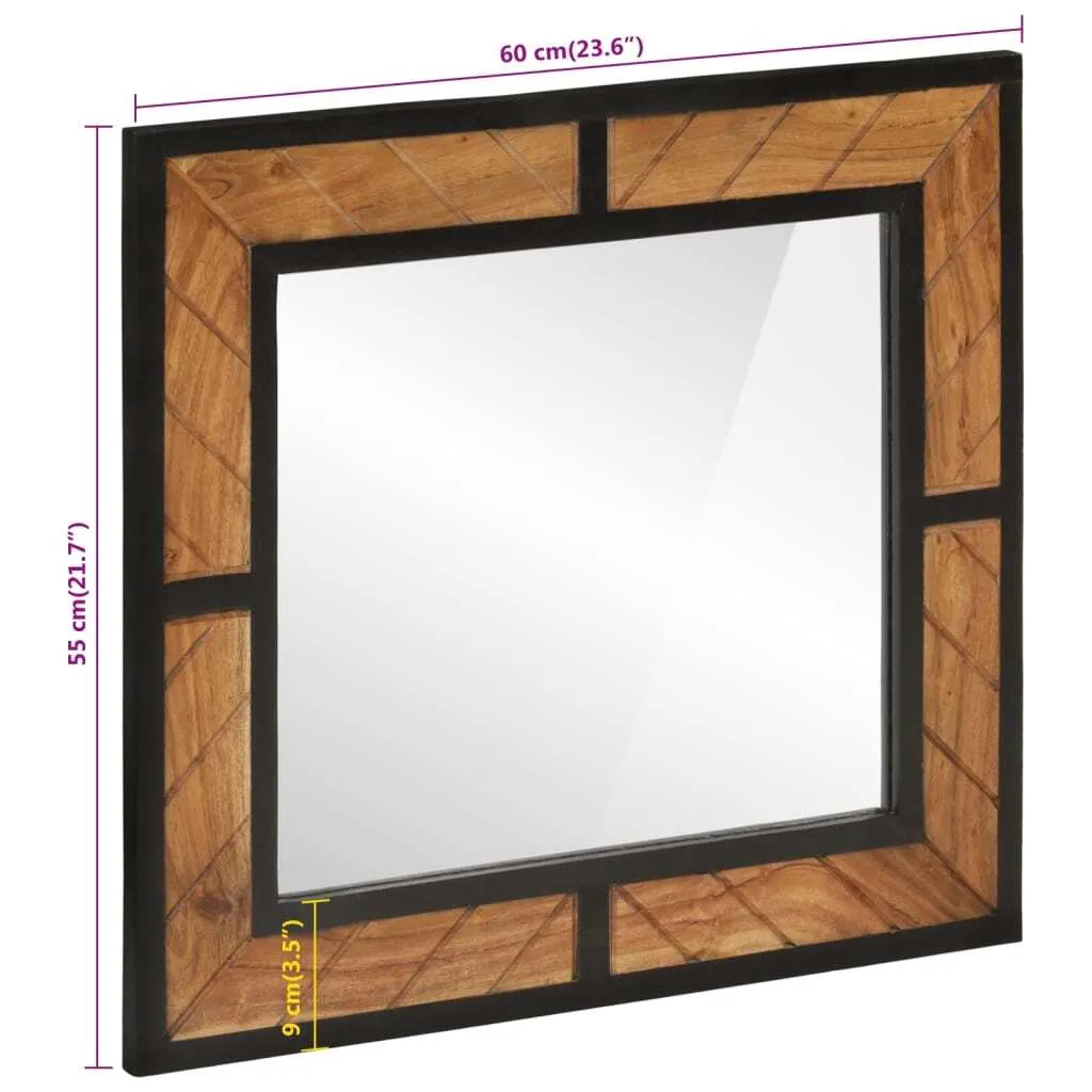Miroir de salle de bain robuste en acacia massif résistant humidité