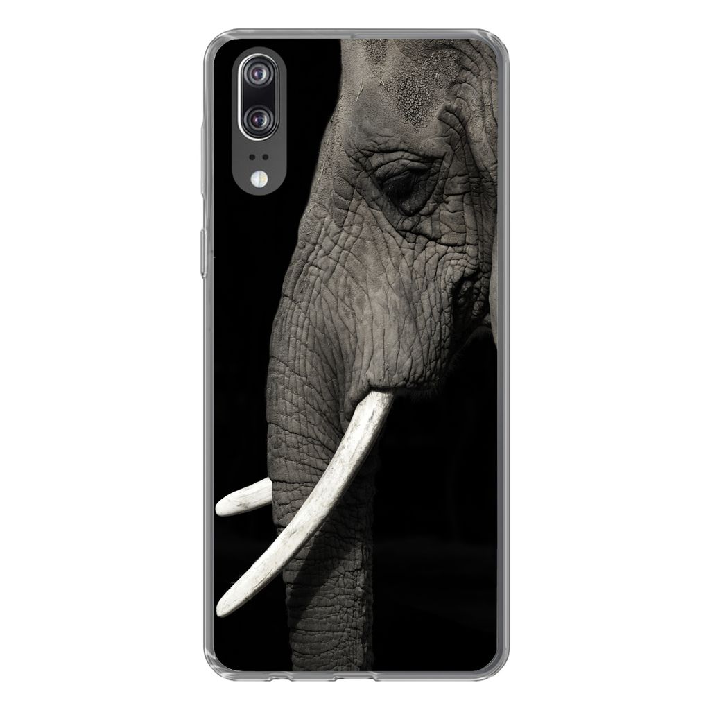 MuchoWow Handyhülle Schutzhülle Hülle für Huawei P20 Elefant - Tier - Stoßzahn Silikon Softcase Handy Hülle - Hardcover