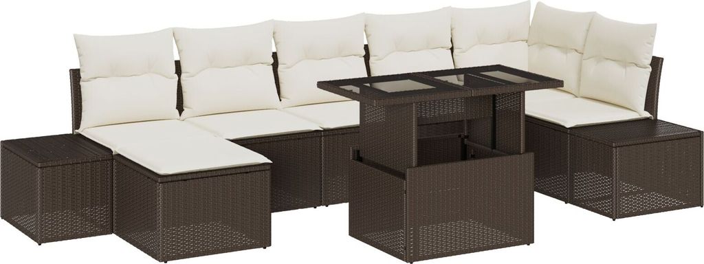 Möbel 8-teilige Garten-Sofaset mit Kissen Braun Poly Rattan - Gartensofas 3357961