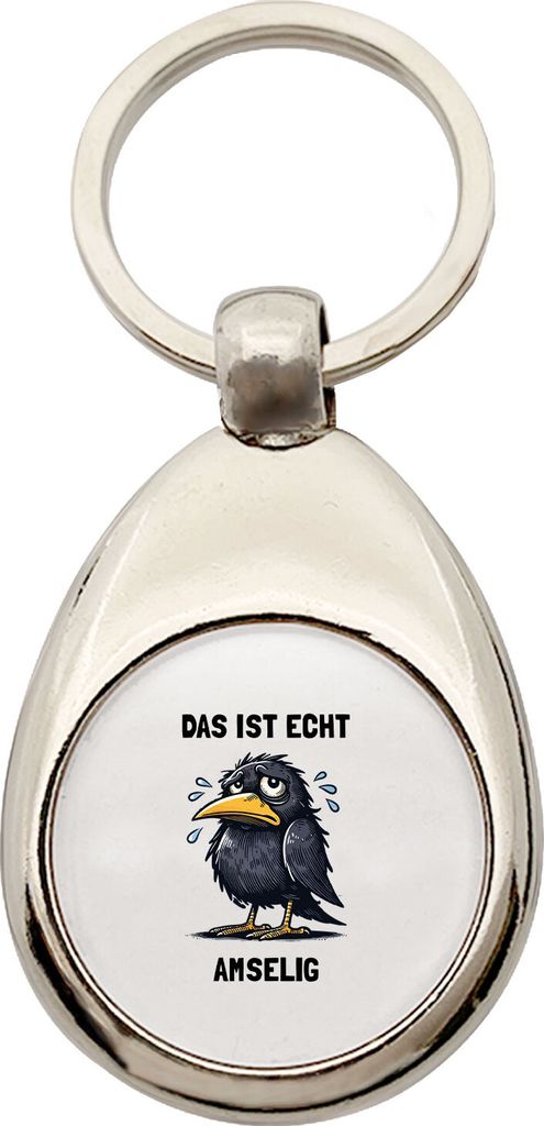 Huuraa Schlüsselanhänger Das ist echt Amselig Amsel Meme Metall Schlüsselring Einkaufswagenchip Geschenkidee