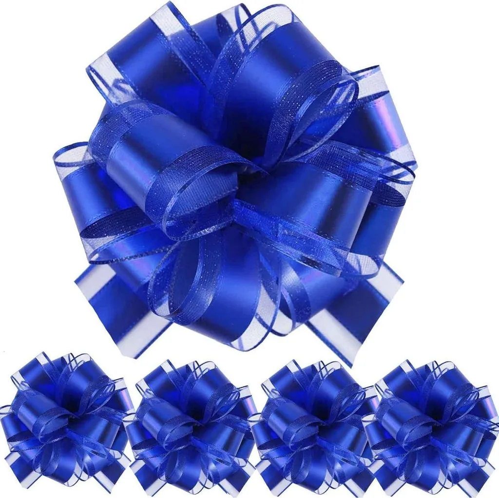 Grand nœud cadeau bleu ensemble 5 pièces pour décoration voiture mariage