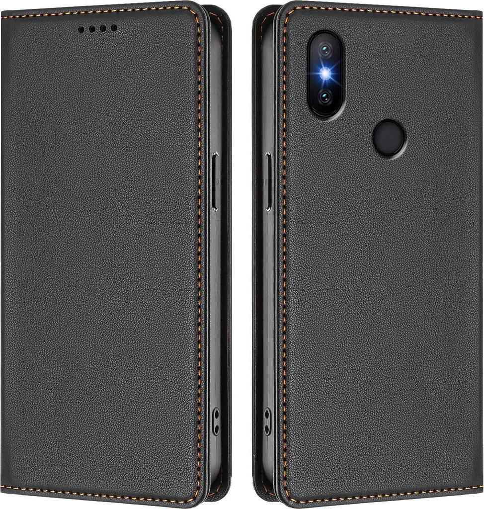 Custodia Xiaomi Mi A2 Flip Cover - Protezione Libro in Ecopelle Nera