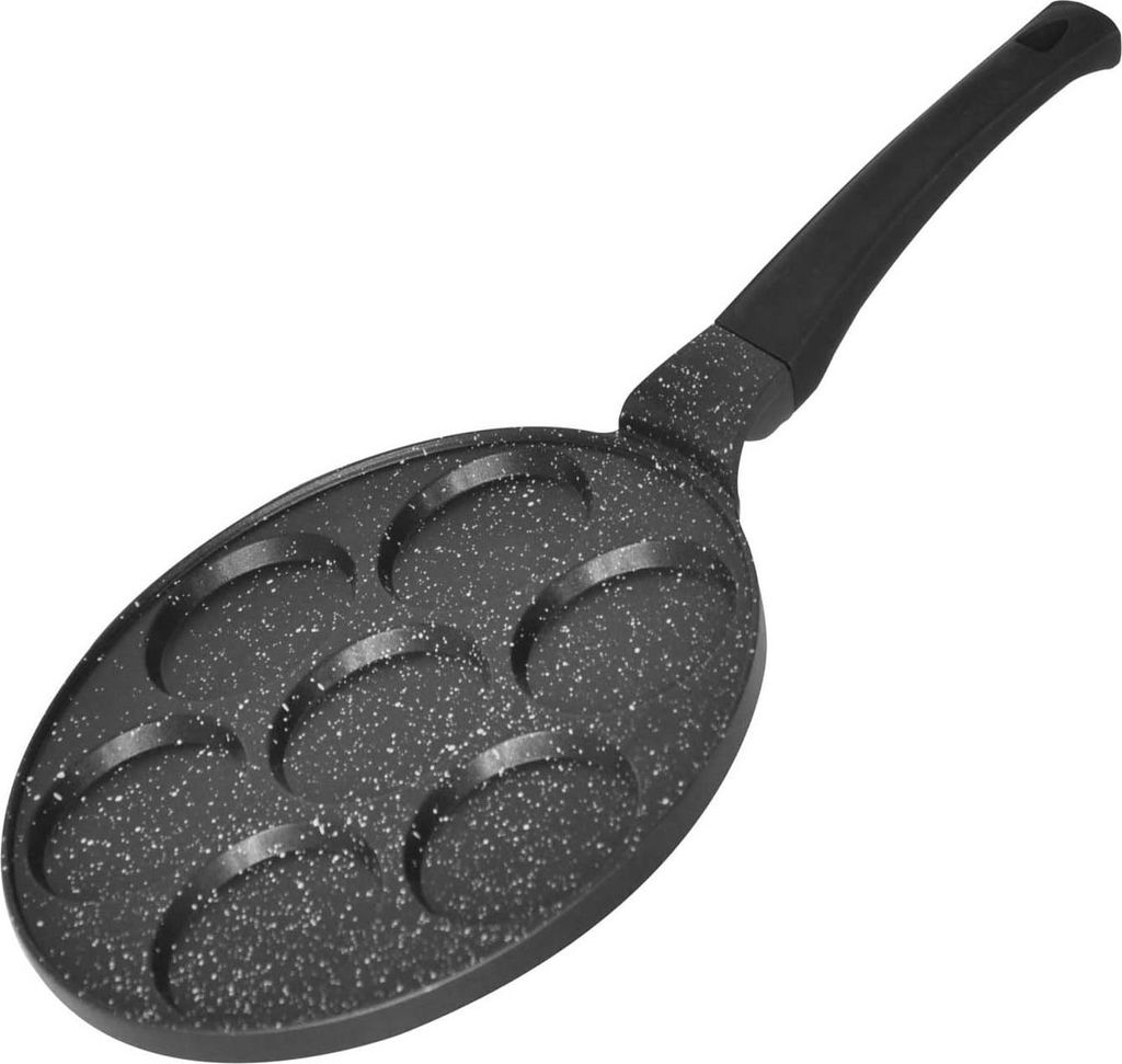 Pfannkuchenpfanne Ø 26cm | Augenpfanne mit Marmorbeschichtung für Induktion | 7-Loch-Pfanne für Pfannkuchen Oladji aus gegossenem Aluminium | Ei...