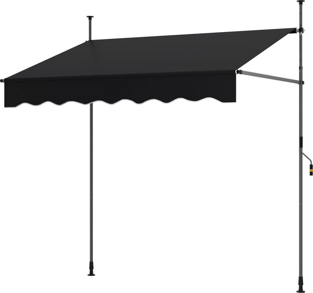 GOPLUS Klemmmarkise, Markise Balkon ohne Bohren, Markise mit Handkurbel, höhenverstellbar & UV-beständig, Outdoor einziehbare (Schwarz,250 cm)
