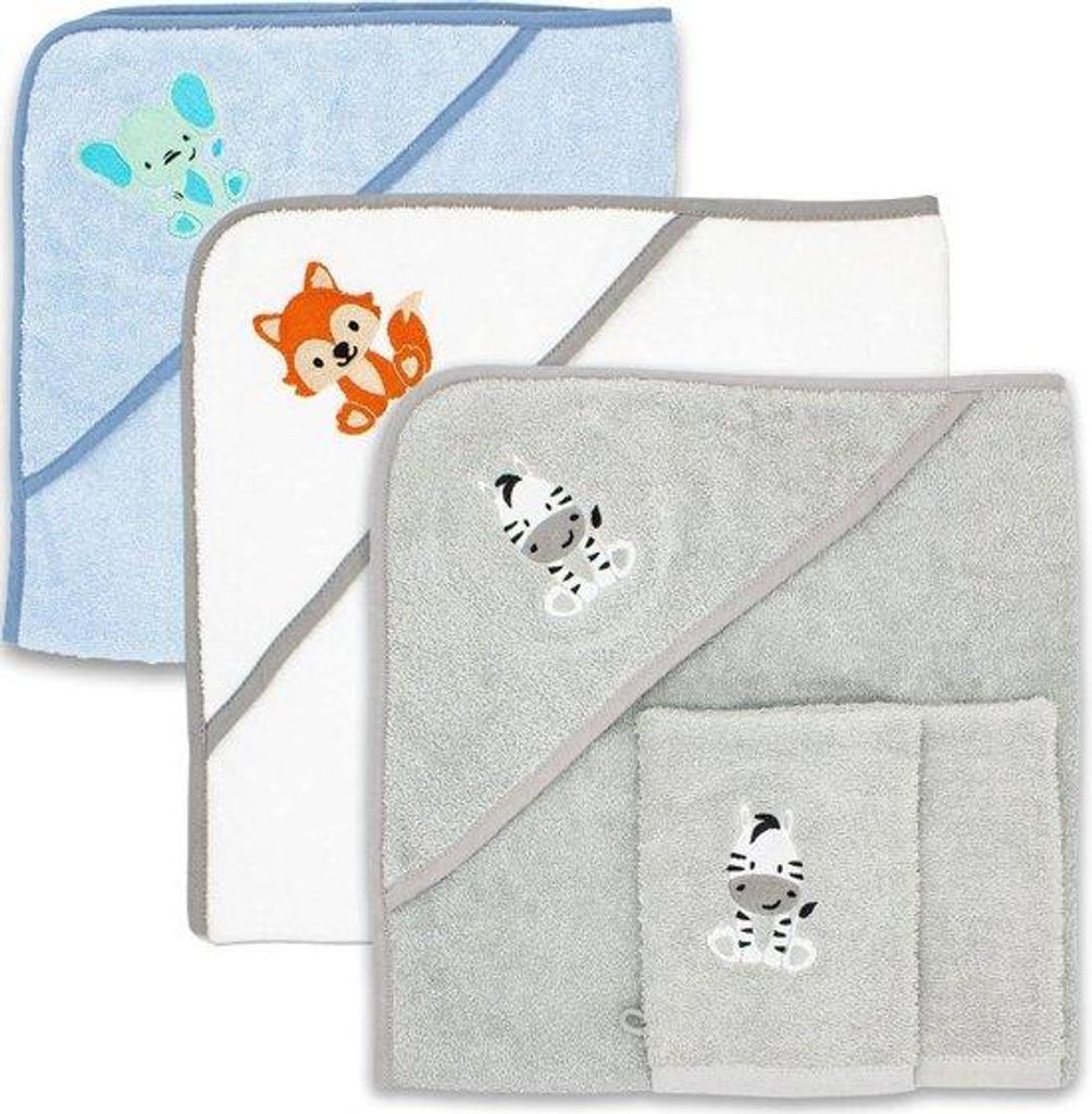 Famanu Babyhandtuch mit Kapuze und 2 Waschlappen - Zebra Produktbild 