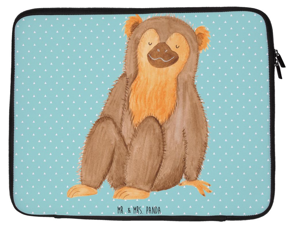 Mr. & Mrs. Panda Laptop Tasche Affe 33 x 42 cm - Türkis Pastell - Geschenk, Notebooktasche, Sleeve, Afrika, Hülle, Selbstbewusstsein, Liebe, Lapt...