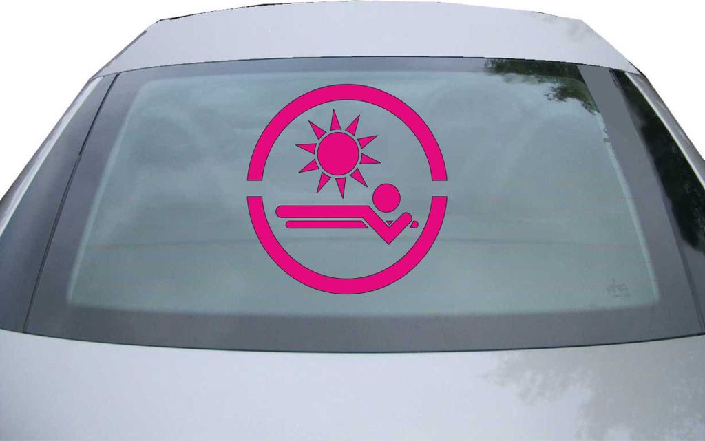 Indigos UG - Aufkleber Heckscheibe & Motorklappe DE2861 - pink - 600x571 mm - Sonnenstudio - Fisch - Auto Scheiben Fenster Heckklappe Tuning Racing...