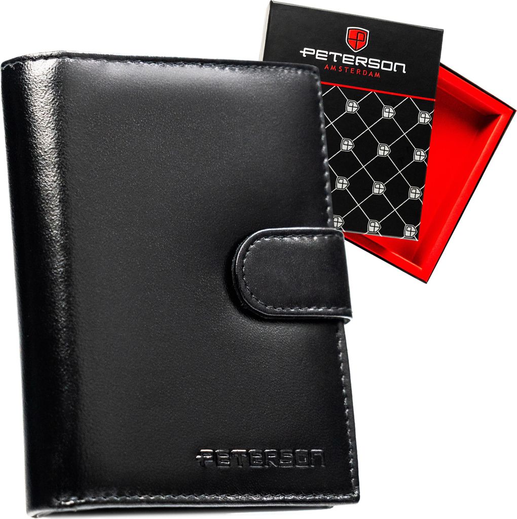 Herren-Portemonnaie aus Leder PTN N4L-NGV-1474 Schwarz