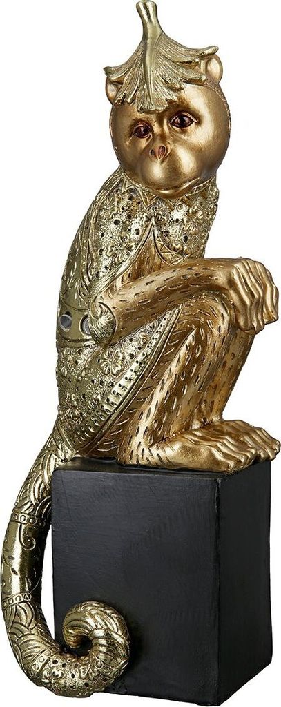 Gilde Dekoobjekt, Affe, "Äffchen", Kunstharz, goldfarben, Produktbild 