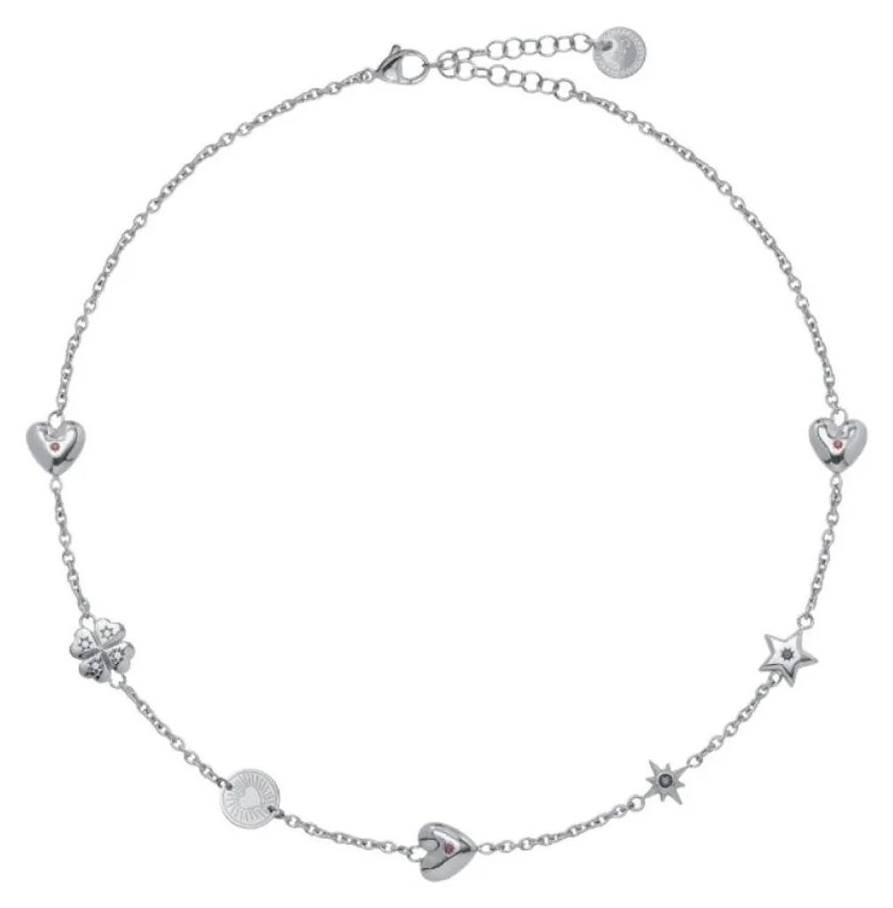 Collier femme anti-allergique en acier avec cristaux durables LJ3175