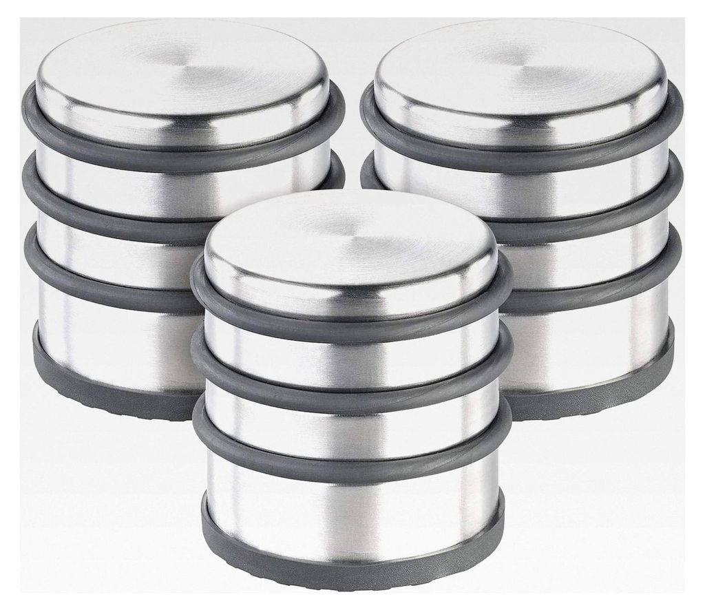 Gummiring Türstopper: 3er-Set Edelstahl-Türstopper mit Gummiringen, rutschfest