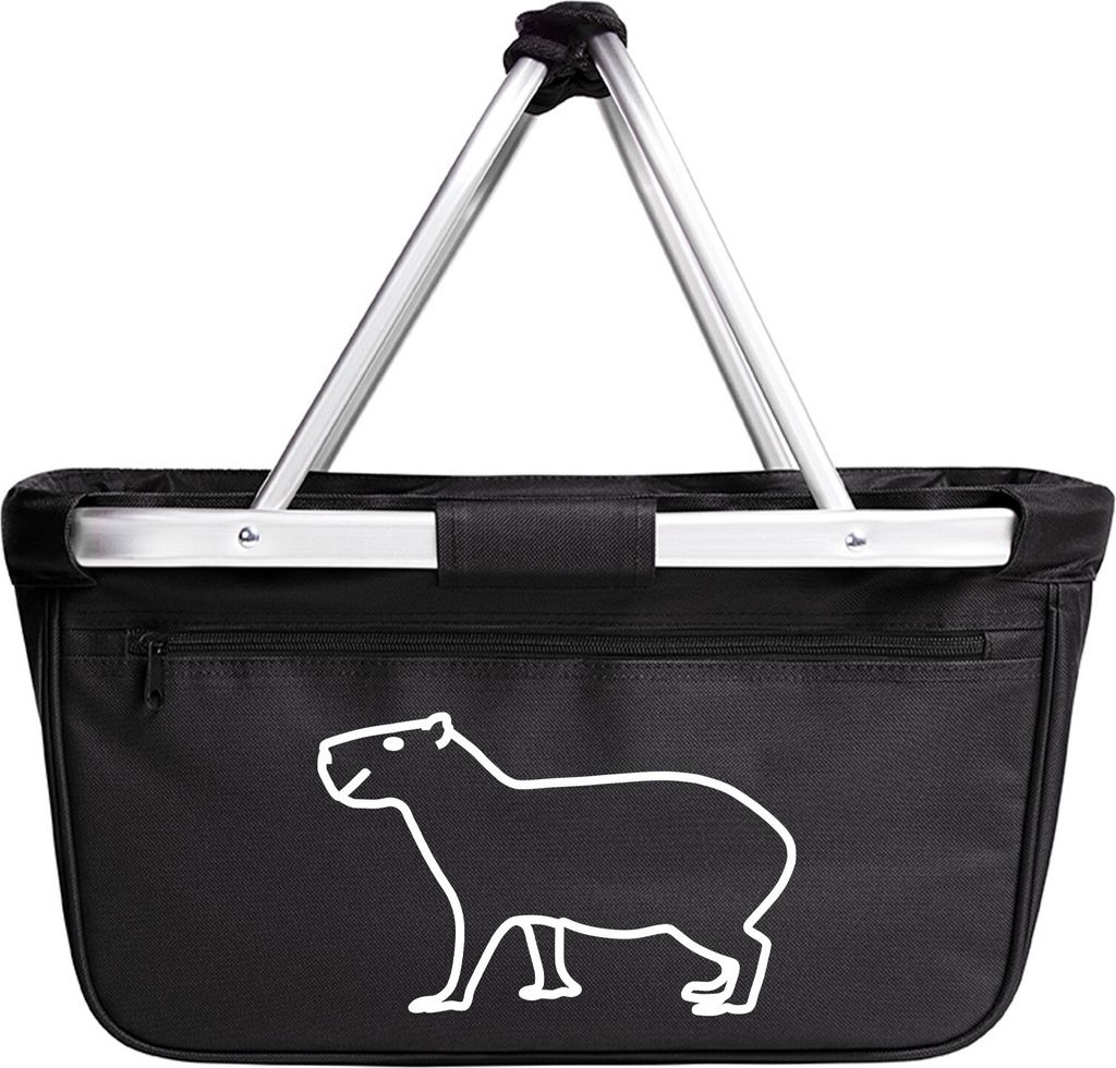 Huuraa Einkaufskorb Capybara Silhouette 20 Liter Black faltbarer Tragekorb Geschenkidee