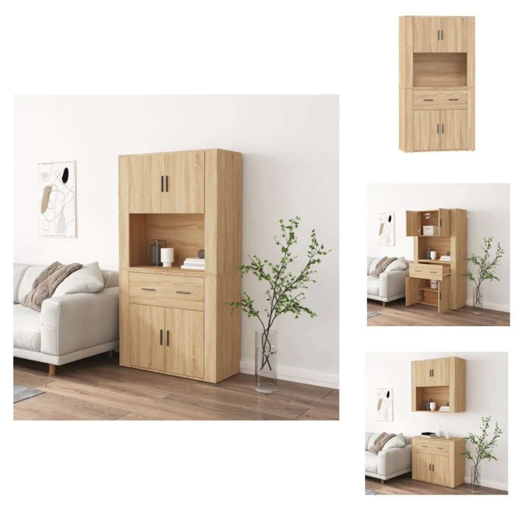 Buffet haut Highboard Chêne Sonoma pour organiser votre séjour moderne