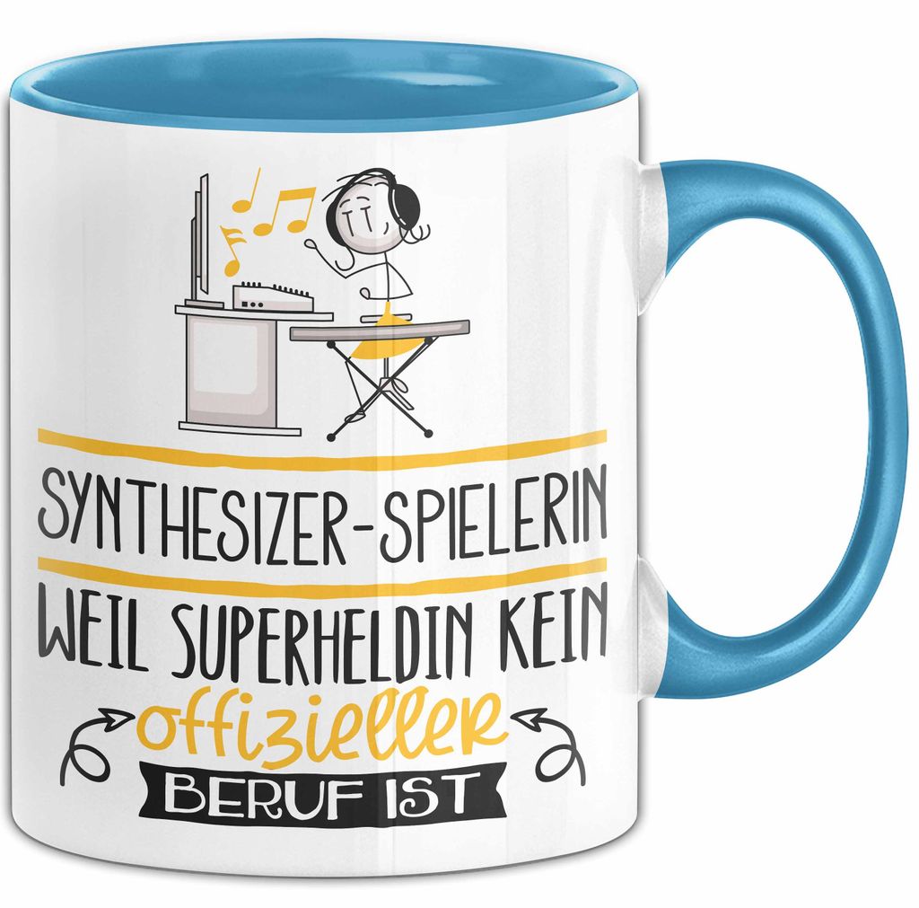 Synthesizer-Spielerin Geschenk Tasse Lustiger Spruch Synthesizer-Spielerin Weil Superheldin Kein Offizieller Beruf Ist Geschenkidee (Blau)