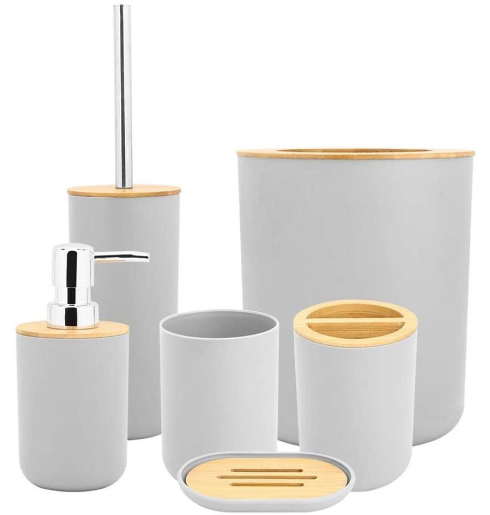 6-teiliges Badezimmer-Set, moderne Badezimmeraccessoires, WC-Set, Seifenspender, Zahnbürstenhalter, Seifenschale, Becher, WC-Bürstenhalter-Set, M...