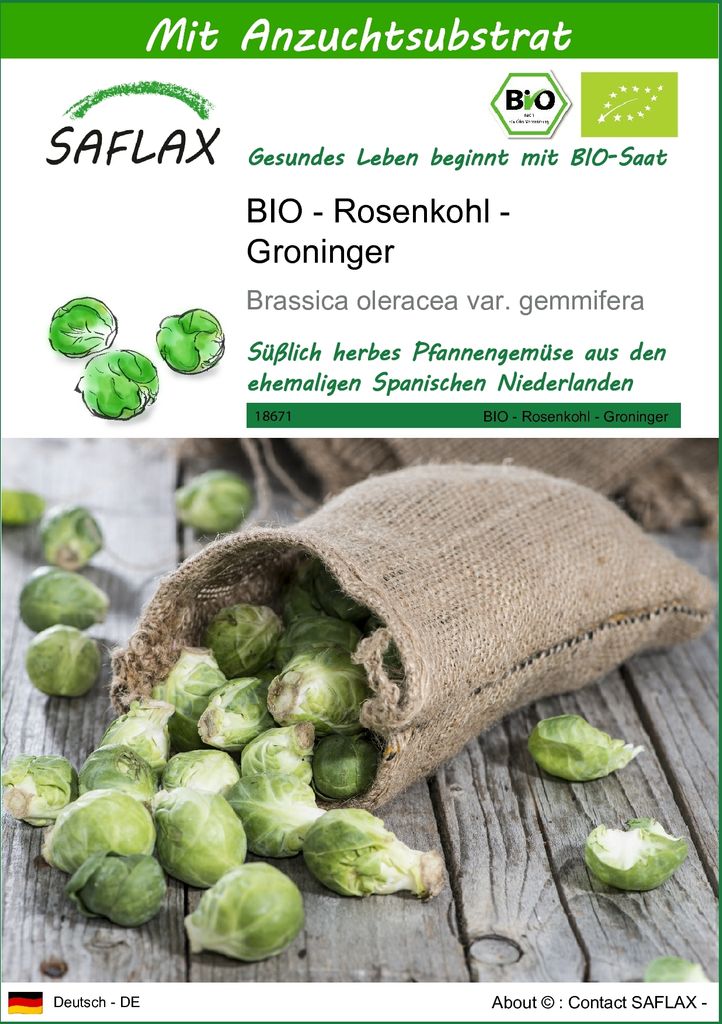 SAFLAX - BIO - Rosenkohl - Groninger - Brassica oleracea Produktbild 