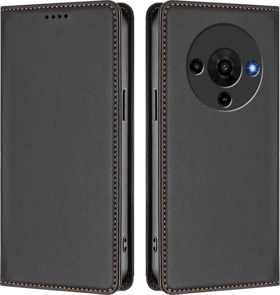 Handyhülle für ZTE Blade A76 5G, Kunstleder Klapphülle Stoßfeste Magnetische Hülle mit Ständer Schwarz