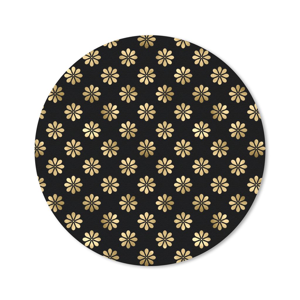 MuchoWow Mauspad Mousepad Muster - Blumen - Gold 20x20 cm - Mousepads - Maus Mat - Pad - Mausunterlage - Schreibtischmatte