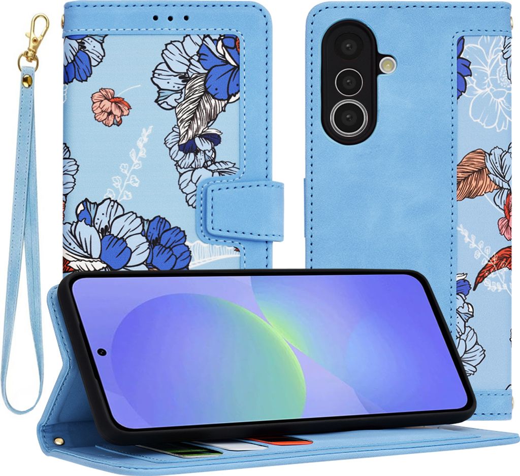 Techsuit FlipCraft Book Wallet Klapphülle mit Kabel für Samsung Galaxy A36 - Vibrant Blue