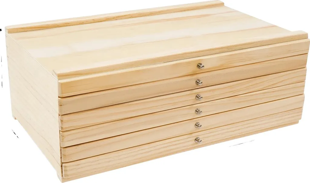 Boîte de rangement 6 tiroirs en pin durable pour matériel de dessin