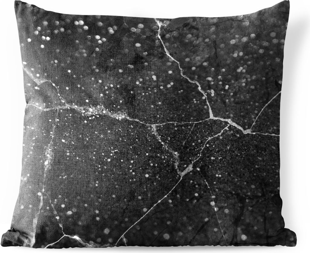 MuchoWow Outdoor Kissen - Marmor - Schwarz - Weiß - 45x45 cm - Wetterfest - Lounge Kissen - Fotokissen - Dekoratives Kissen