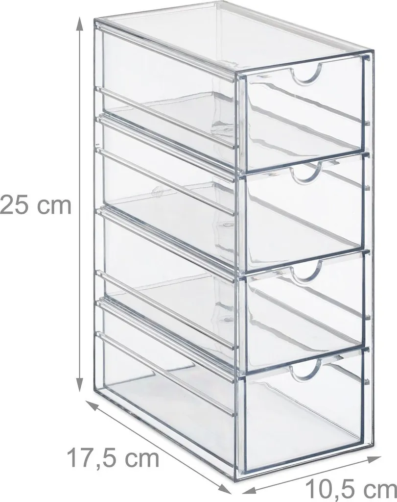 Rangement maquillage transparent empilable avec 4 tiroirs modulables - 3