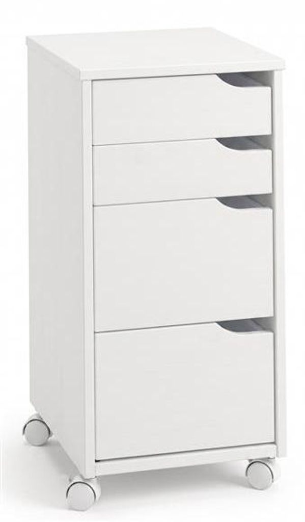 Massivholz Rollcontainer Kiefer | weiß | Bürocontainer mit Produktbild 