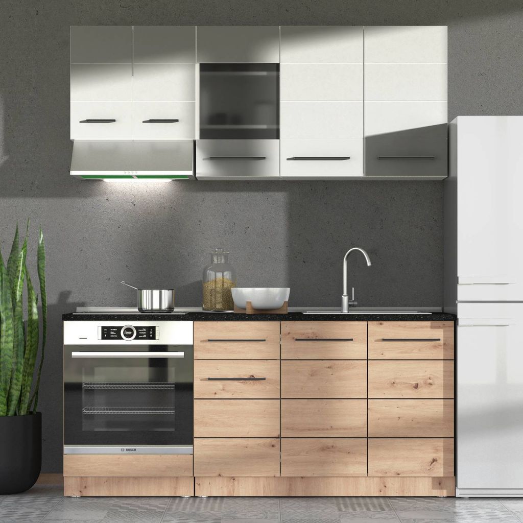 Homestyle4u Küche 180 cm  Küchenzeile ohne Geräte Produktbild 