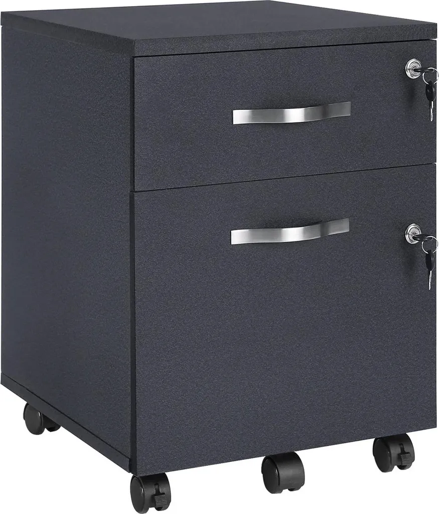 Coffre de rangement sur roulettes noir avec serrure pour le bureau