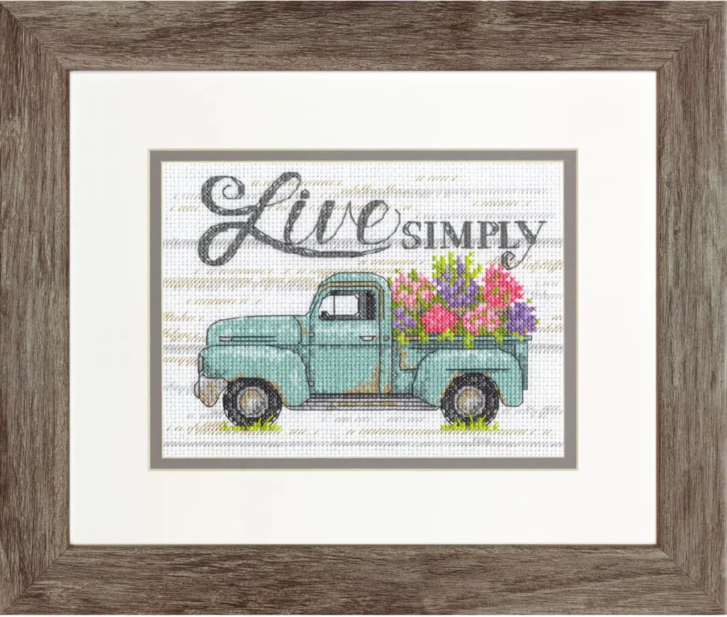 Dimensions Set Punto Croce Camion dei Fiori 17x12cm Kit Completo Ricamo