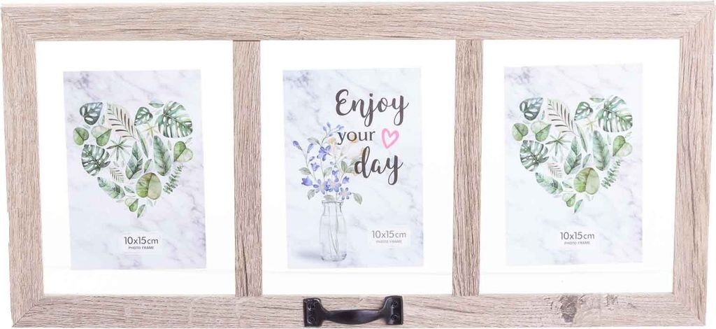 Edco Bilderrahmen für 3 Fotos, 15x10 cm 16564 shabby chic ca. 51x24x,4 cm grau