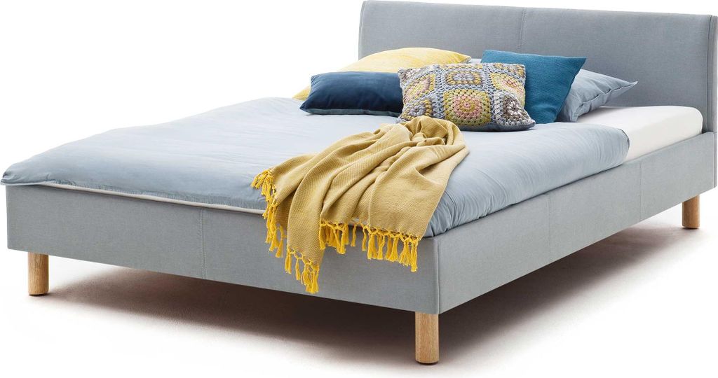 Polsterdoppelbett Amber - eisblau Produktbild 
