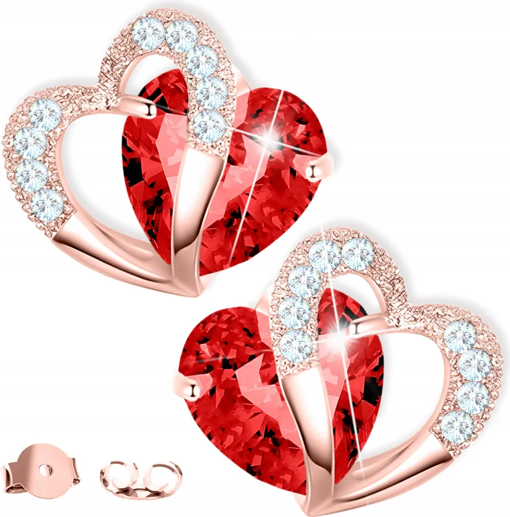 Regalo Donna Orecchini Cuore Rubino Zirconia Argento 925 Oro | Luxury Box