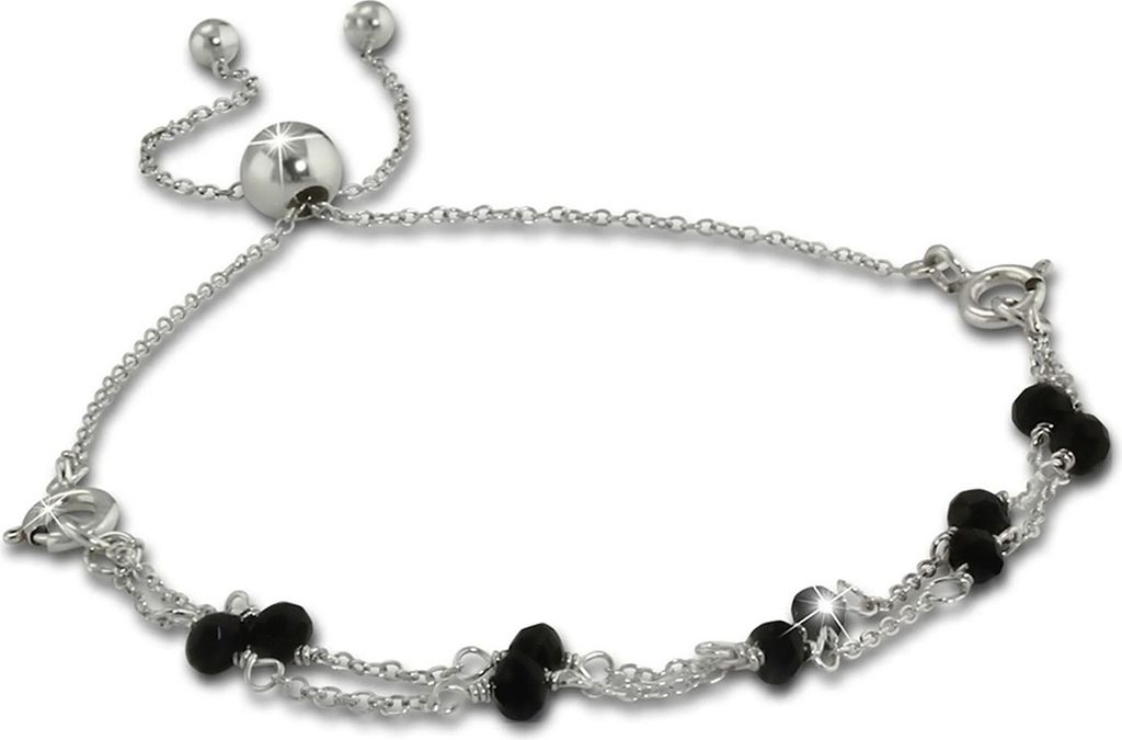Armäleon Armbänder silber schwarz Damen Armschmuck D2ARS005S