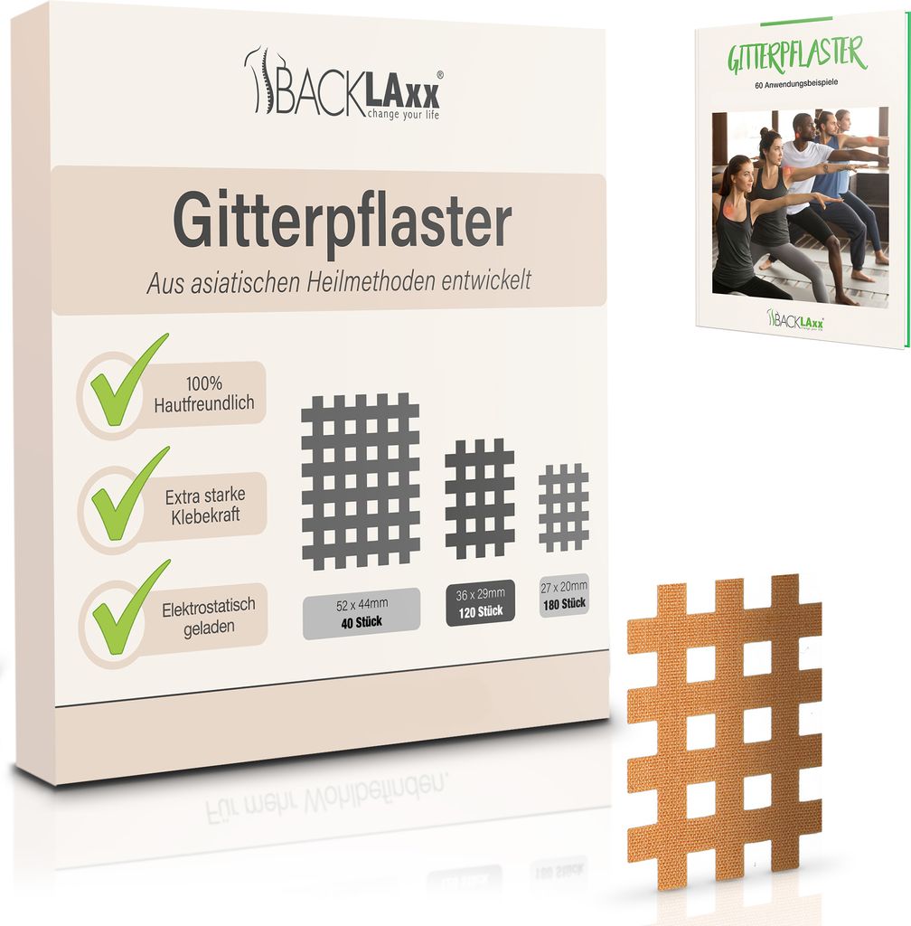 BACKLAxx® Gittertape - 120 Stück  Gitterpflaster Set in Produktbild 