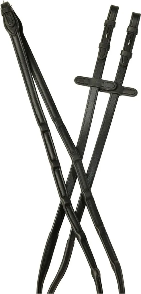 Rênes d'équitation Collegiate Comfitec Opulux noires 137 cm cuir premium