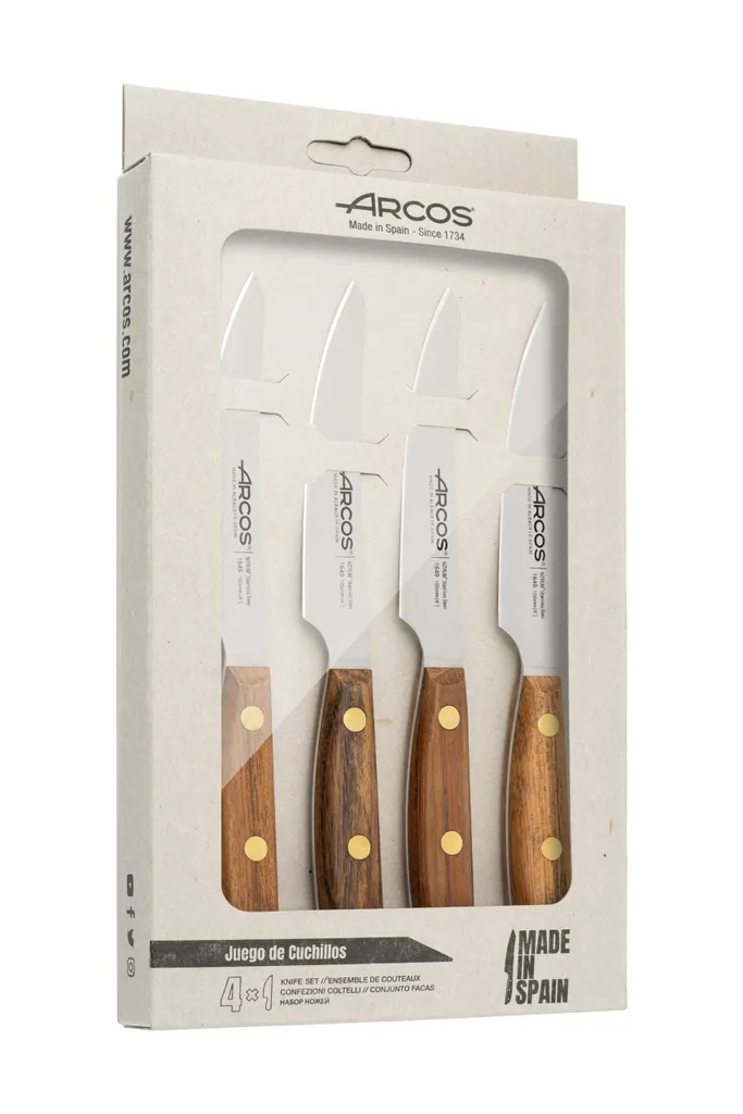 Set 4 Coltelli Carne Arcos Nordika | Manico Legno e Lama NITRUM