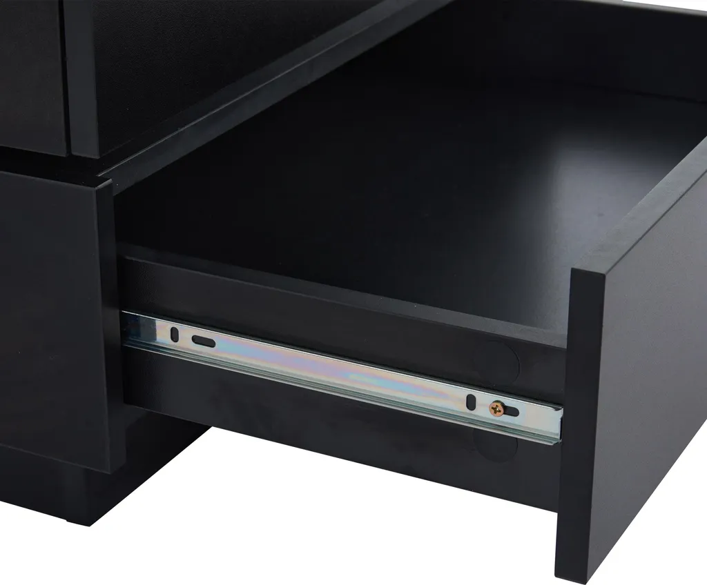 Table basse noire gain de place : plateau pivotant et rangement intégré - 7
