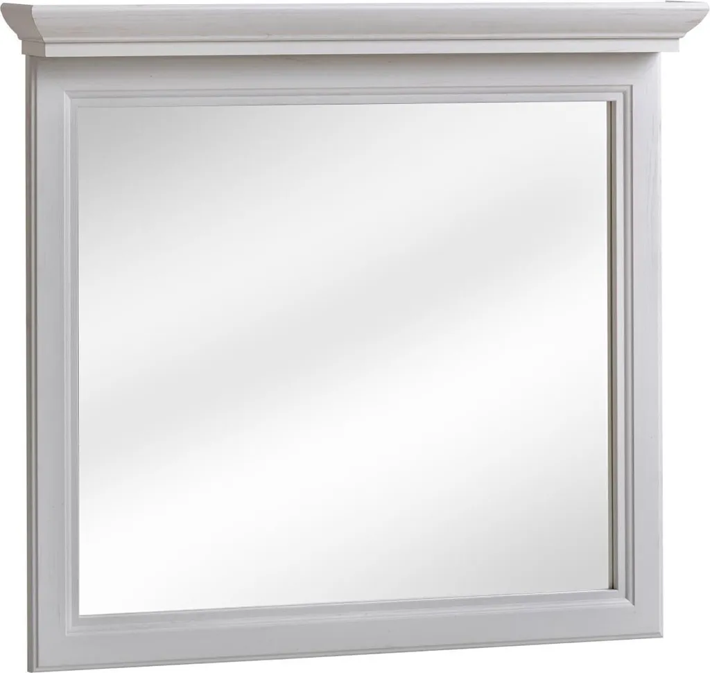 Grand Miroir Mural 85cm Palace Bicolore Blanc et Gris avec Tablette