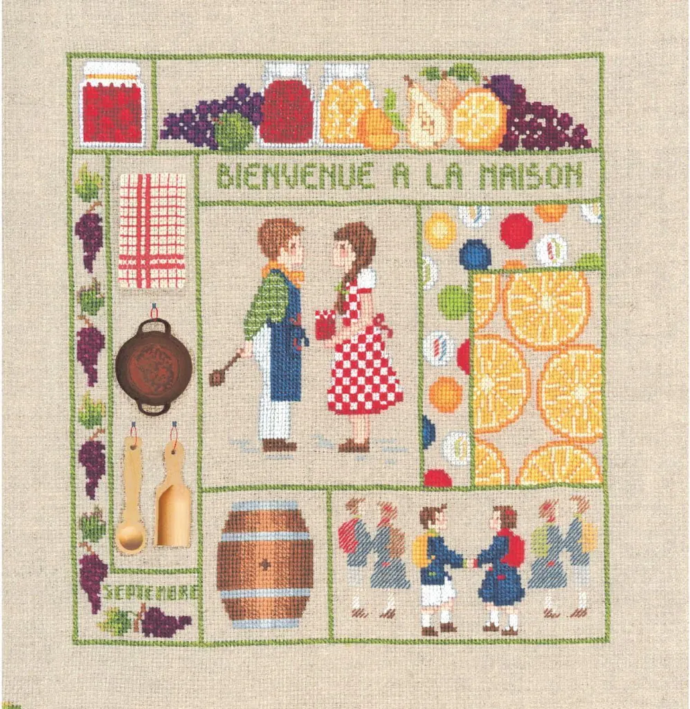 Tableau à broder au point de croix compté motif automnal 21x23 cm kit